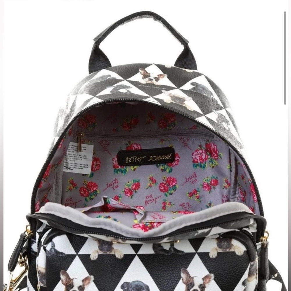 Betsey Johnson🤍🐾🖤 Frenchie Pattern Design Backpack - Picture 2 of 8